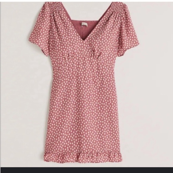 Abercrombie Pink and White Polka Dot V-Neck Dress - Picture 2 of 7